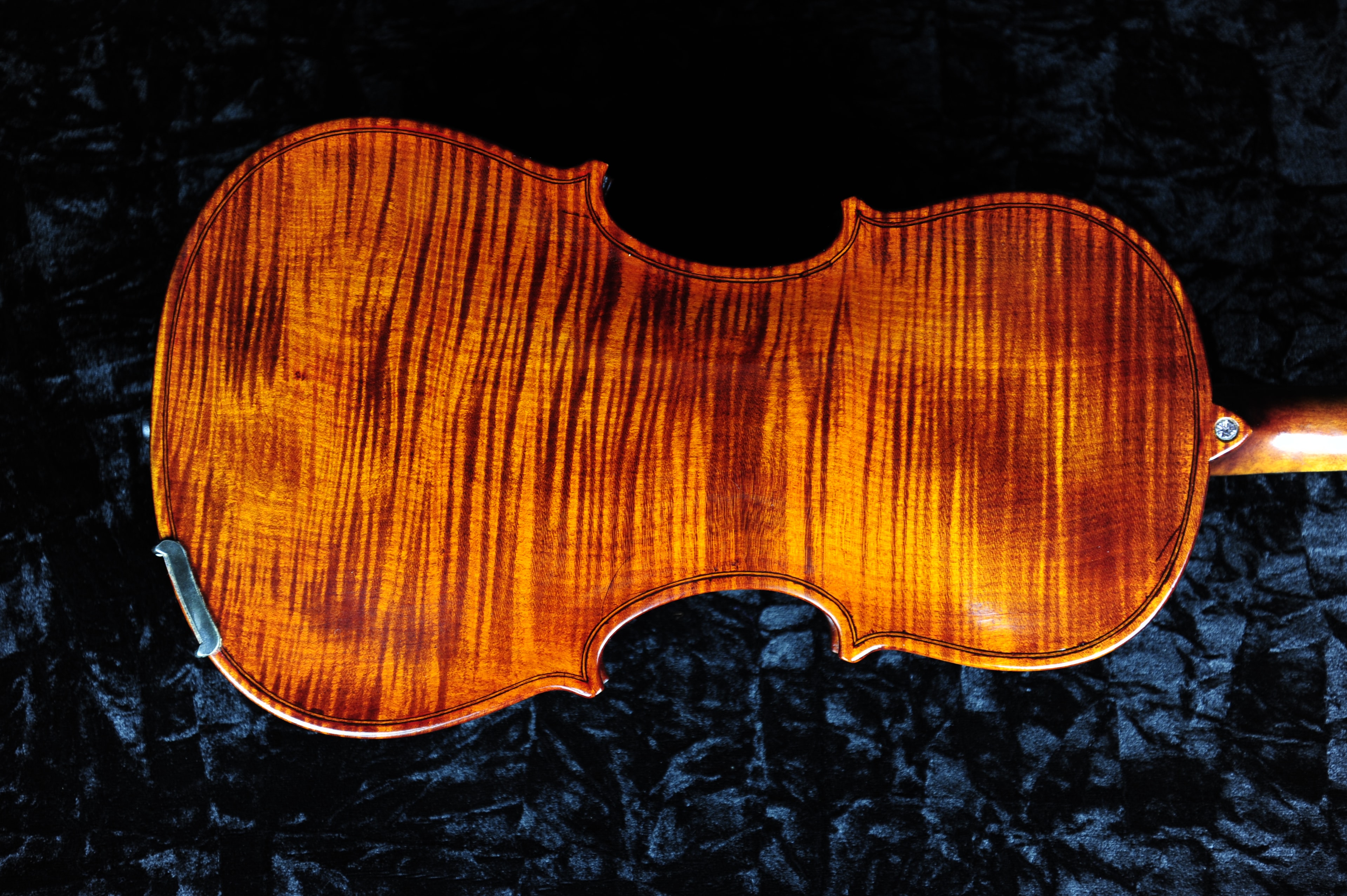 Stradivarius Model Violin — three-quarter front view showing spruce top and f-holes